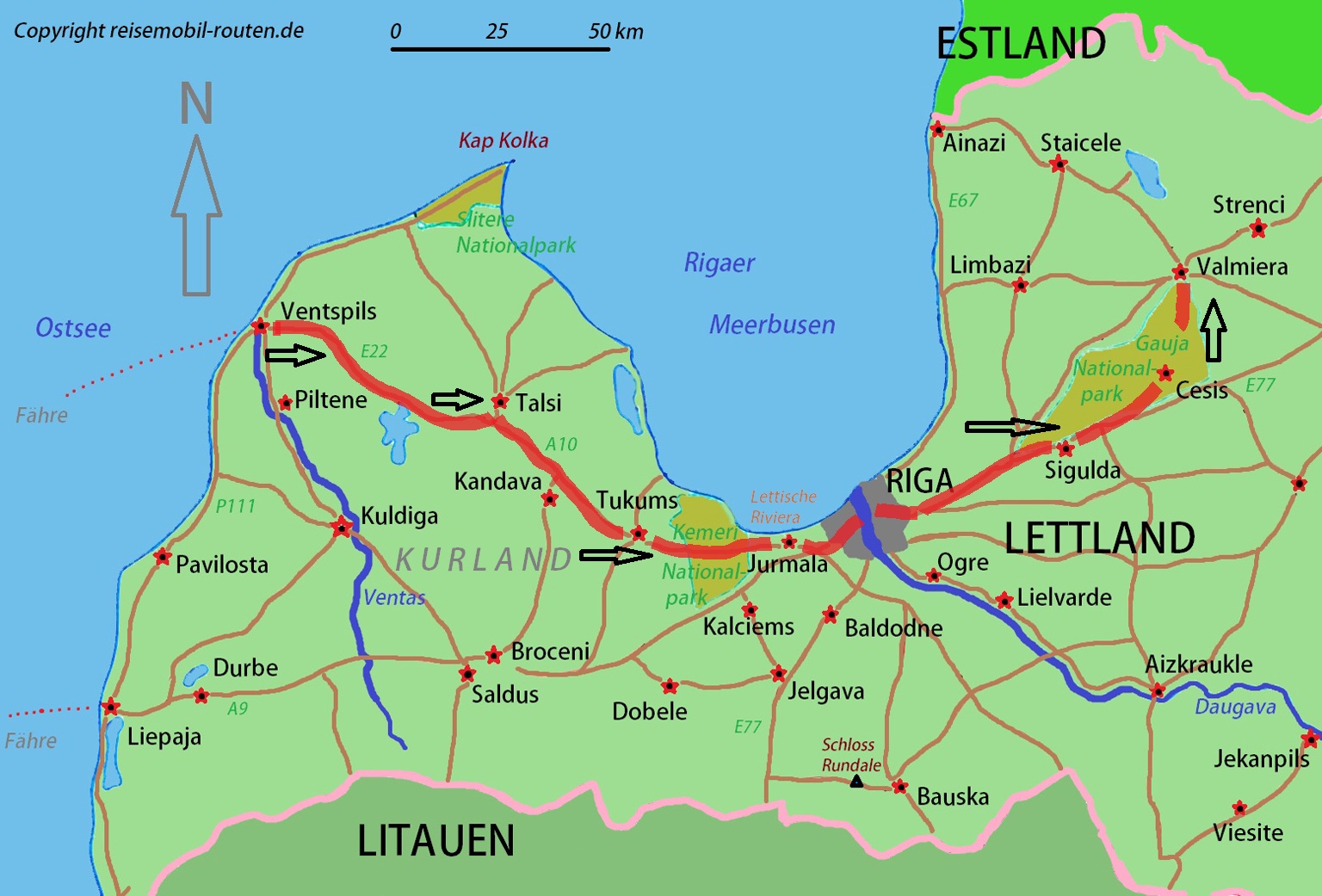 Lettland Route 1 Rund um Riga auf reisemobilrouten.de